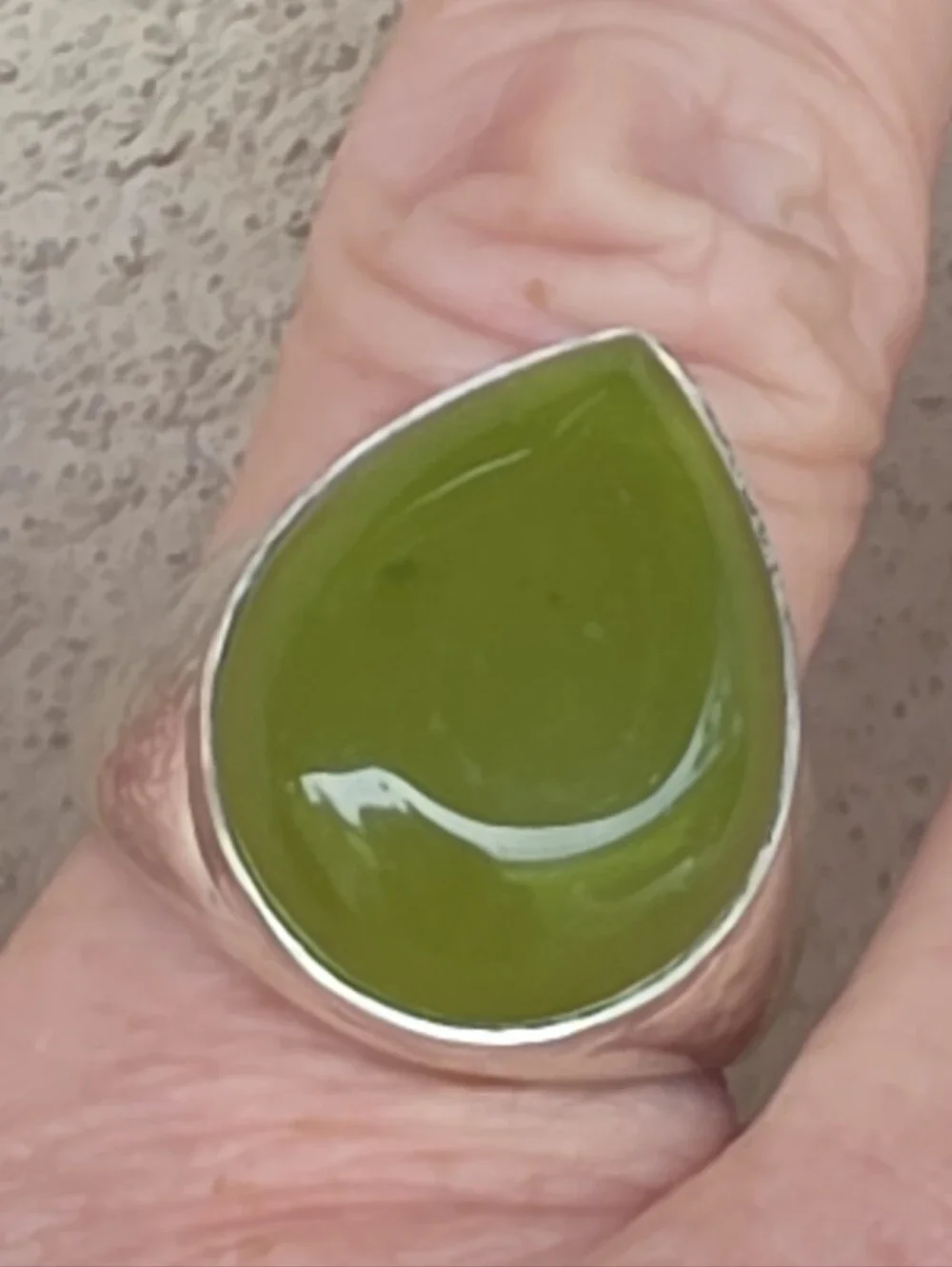 Olive Green Chalcedony Gemstone Ring In 925 Sterling Silver (9.5)